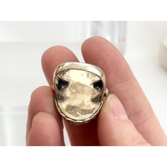 Natural Abalone Oval Southwest Split Shank 925 Sterling Silver Vintage Ring sz 8 - Picture 10 of 13